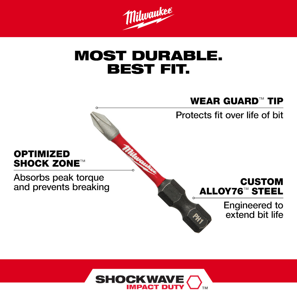 Milwaukee SHOCKWAVE Impact Duty Drive Bit Set - 55 Pieces  from GME Supply